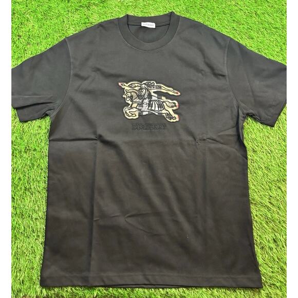 Burberry Equestrian Knight Logo Tshirt Black Men Large L Designer Streetwear Tee - Picture 1 of 8